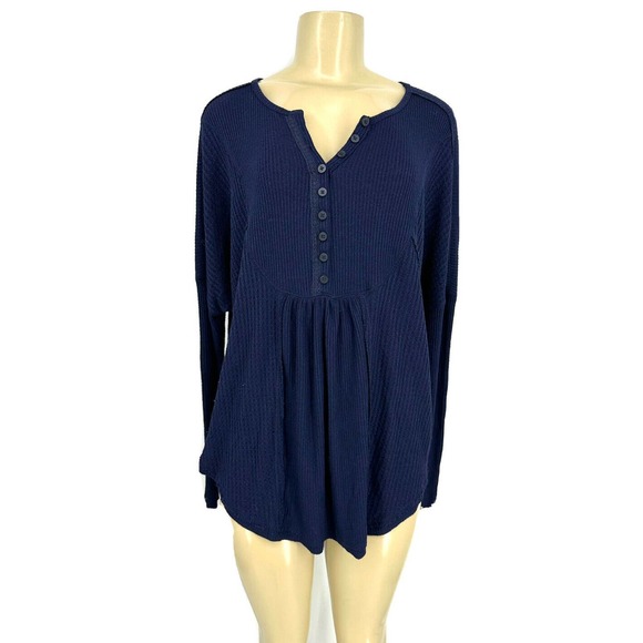 💗 Free People Navy Long Sleeve Top || Size XS - Picture 1 of 10
